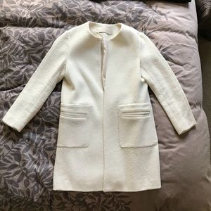 NWT - Zara Basics cream collarless coat, sz S